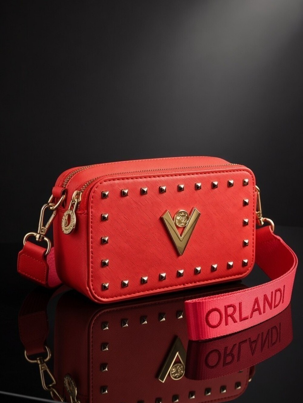 Valentino Orlandi Studded Leather Crossbody Camera Bag - Excellent Condition!
